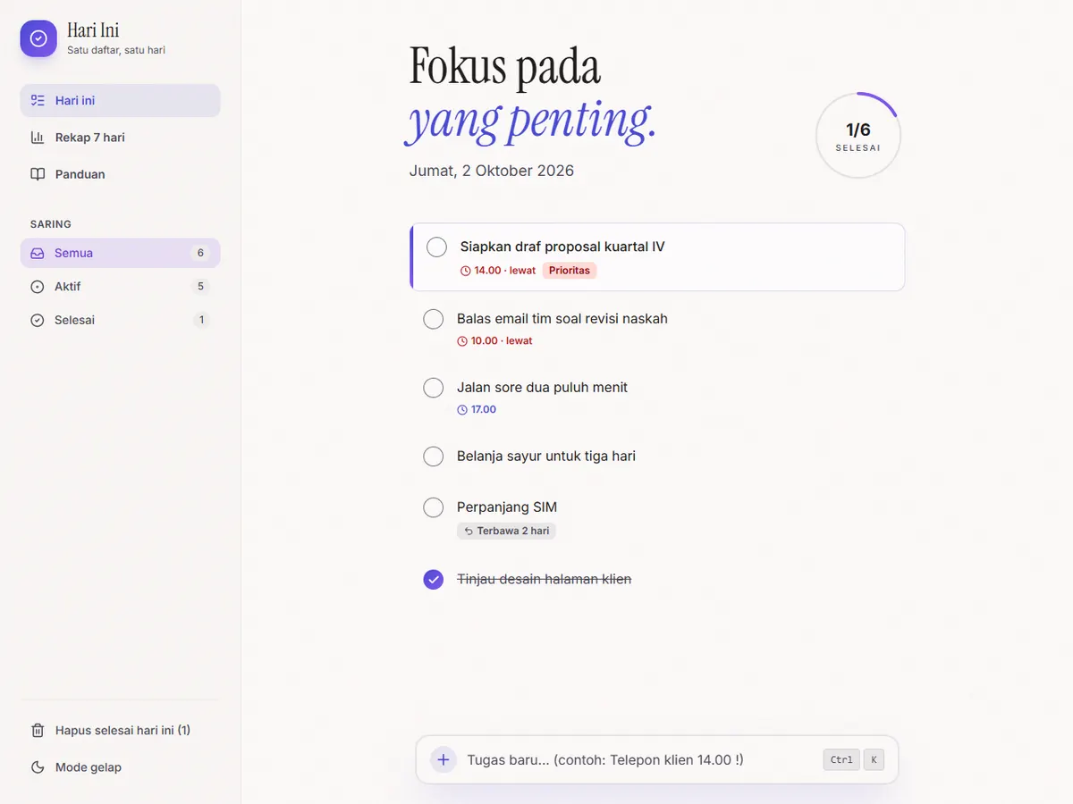 Screenshot of Hari Ini